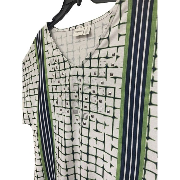 Zenergy by Chico's Short Dolman sleeve top Sparkly Studded Detail Sz 2 (U.S. 12) - Picture 3 of 9